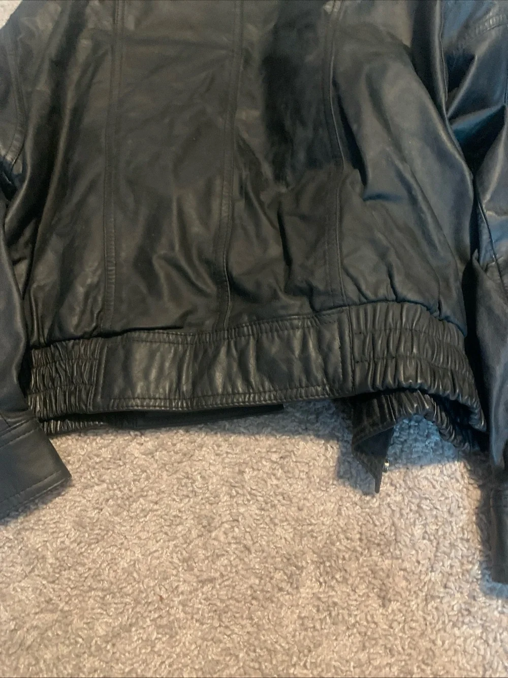 Vintage Men's Black Leather Jacket - Classic Bomber Style Sz Medium